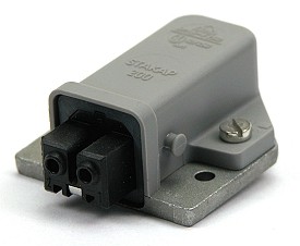 Power connector 2-polig female chassis opbouw 16Aac/10Adc