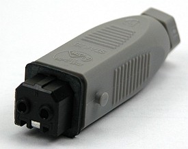 Power connector 2-polig met trekontlasting female 16Aac/10Adc
