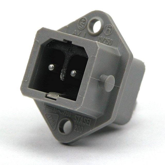 Power connector 2-p male buchse 16Aac/10Adc