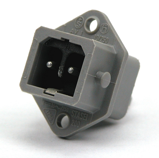 Power connector 2-polig male chassis 16Aac/10Adc