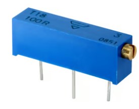 Trimmer; Cermet; Rest 10 Kilohms; PCB; 18 Turns; Linear; Pwr-Rtg 0.5W; Shaft Dia 2.5mm - uitlopend