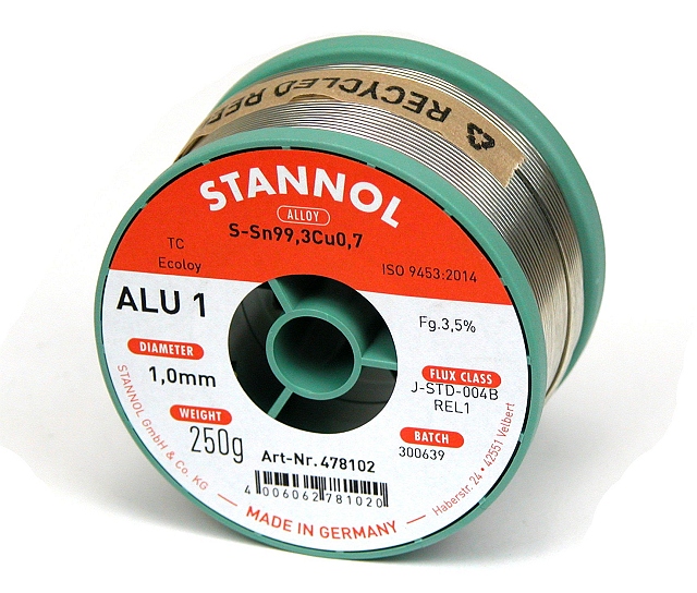 Solder wire  - 250 gram - ø1,0mm - for Aluminium