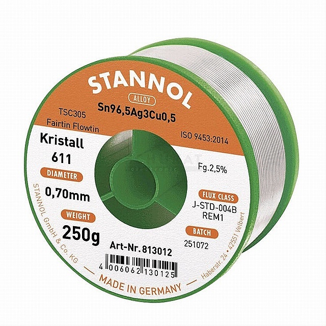 Lötdraht  - 250 gram - ø0,7mm - Kristall 611 - Bleifrei