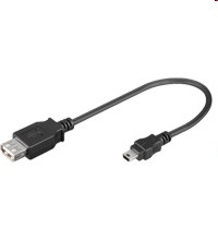 USB A female <-> 5-polig Mini B male - 0,2m kabel