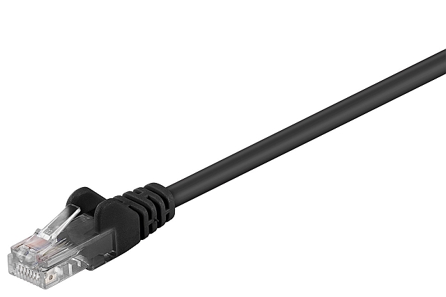 Patchkabel UTP CAT5e 2xRJ45 mit angespritzter knickschutztülle - 7,5m schwarz