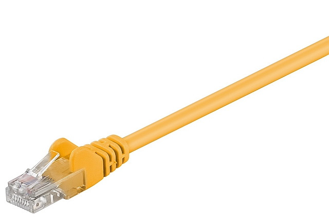 Patchkabel UTP CAT5e 2xRJ45 met aangespoten tule - 30,0m geel - uitlopend