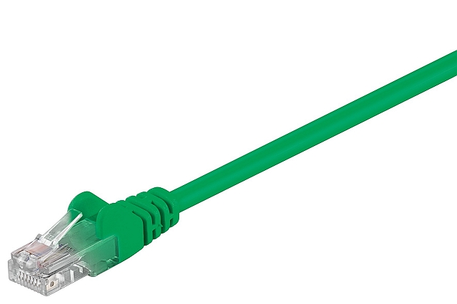 Patchkabel UTP CAT5e 2xRJ45 mit angespritzter knickschutztülle - 30,0m grün