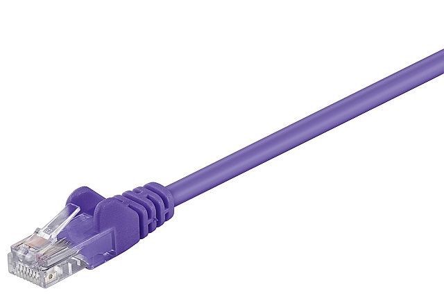 Patchkabel UTP CAT5e 2xRJ45 mit angespritzter knickschutztülle - 15m - violett