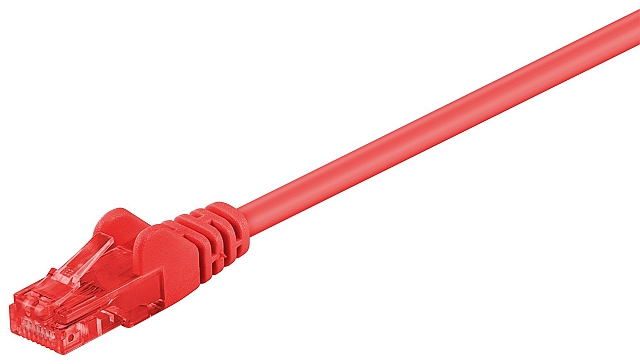 Patchkabel UTP CAT6 2xRJ45 mit angespritzter knickschutztülle - 0,5m rot