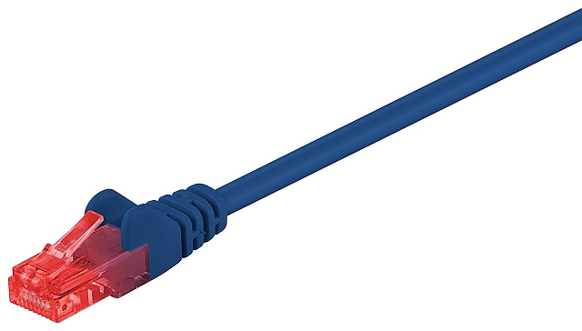 Patchkabel UTP CAT6 2xRJ45 mit angespritzter knickschutztülle - 0,25m - blau