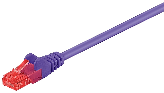 Patchcable UTP CAT6 2xRJ45 molded version with strain relief - 0,25m - purple