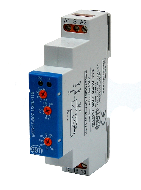 Universeel tijdrelais 16A/250Vac - 12-240Vac/dc