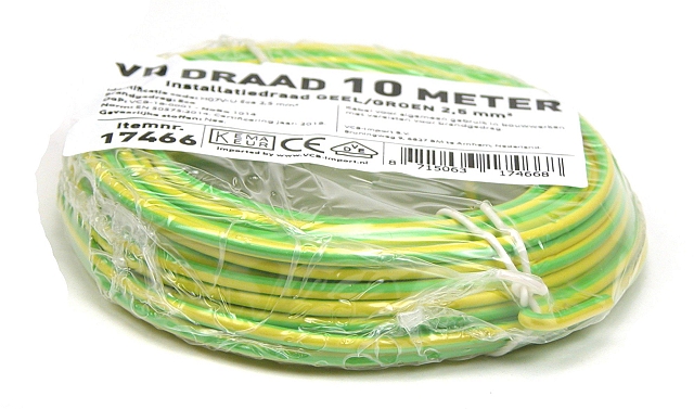 x10m Installatiedraad 2,5mm² - geel/groen