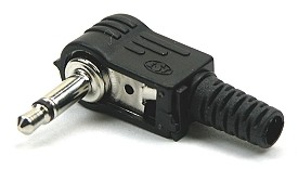 Jack plug 3,5mm mono plastic angled