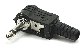 Jack plug 3,5mm 4 contacts plastic angled with tulle