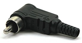 RCA plug angled screw-connection - black