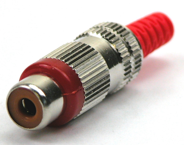 Cinch kabelbuchse metall mit tülle - rot