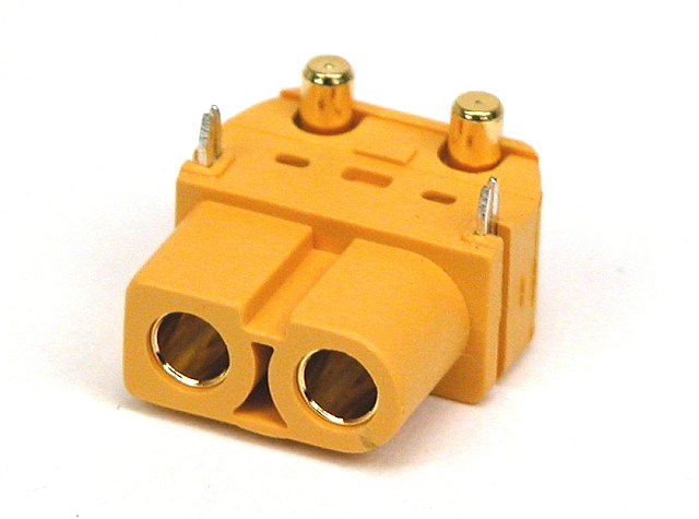 Voedingsconnector 2-polig Female 30A - 500Vdc - print haaks