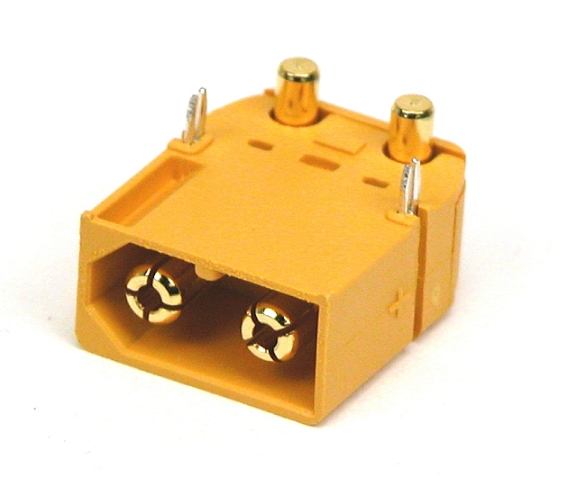 Voedingsconnector 2-polig Male 30A - 500Vdc - print haaks