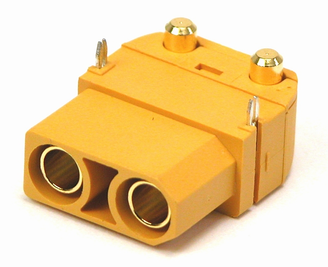 Voedingsconnector 2-polig Female 40A - 500Vdc - print - haaks