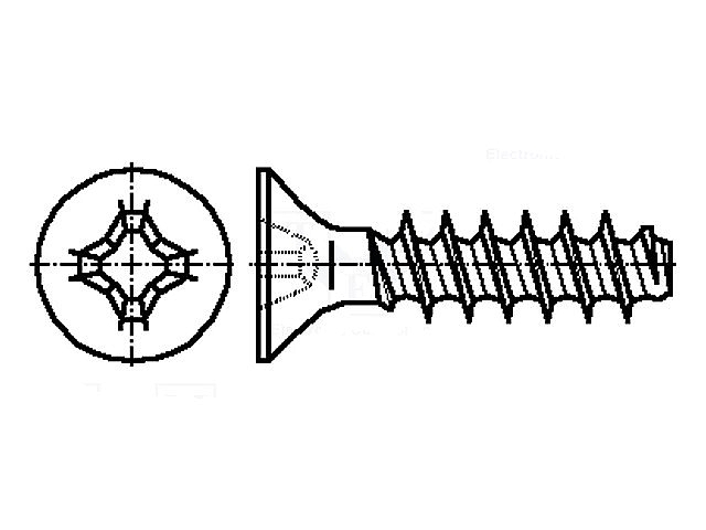 Screw Countersunk 2,2x6mm PH1 - zinc-plated