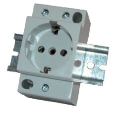 Power socket for DIN rail mounting