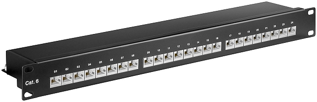 19" 24-Poorts Cat6 - afgeschermd - zwart